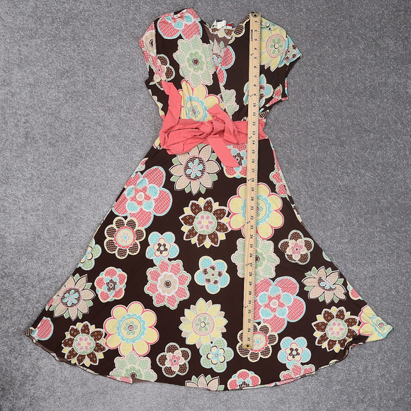 VTG Jody California Made in USA Floral PTP 15in Mulitcolor MidLength Retro Dress - Picture 5 of 11